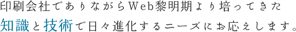 印刷会社でありながらWeb黎明期より培ってきた知識と技術で日々進化するニーズにお応えします